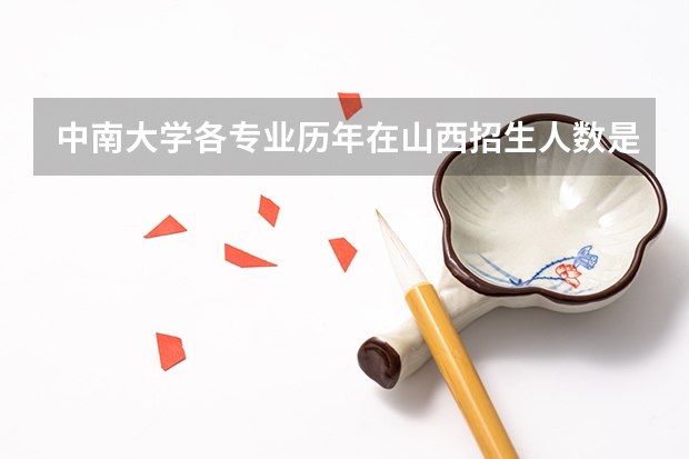中南大学各专业历年在山西招生人数是多少