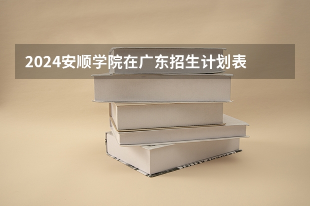 2024安顺学院在广东招生计划表
